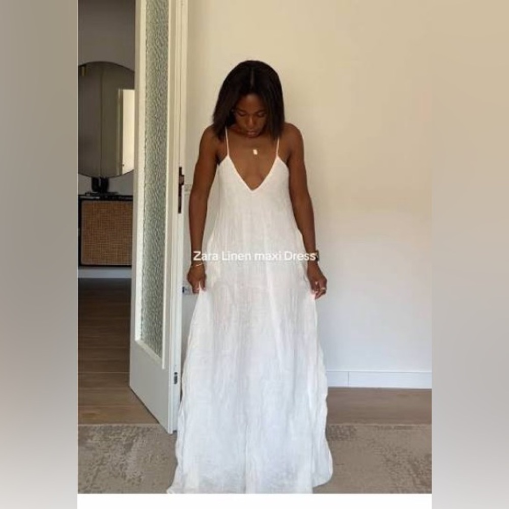 Zara white linen dress blogger fav